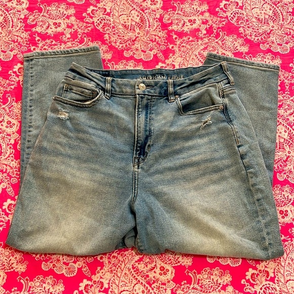 American Eagle High Waisted Mom Jeans - Distressed, Curvy - Picture 2 of 9